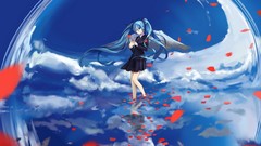 Water blue clouds wings