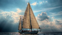 Water blue ocean ships Sailboats sailing vehicles skyscapes