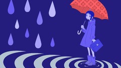 Water blue rain Umbrellas blue background water drops blue hair 