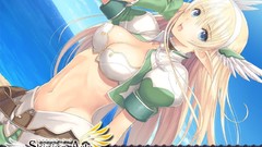 Water blue sky wings ark shining tony taka cleavage artwork 
