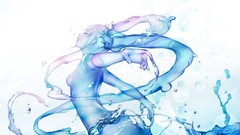 Water blue woman liquid Anime drawings anime girls ecchi boobs