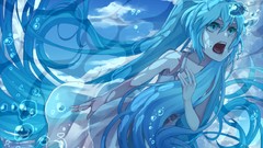 Water bubbles Anime dress underwater long hair anime girls 