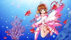 Water bubbles fish anime girls kinomoto sakura Cardcaptor Sakura