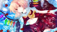 Water bubbles wings red eyes anime girls touhou flandre scarlet