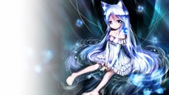 Water Butterflies Anime dress artist long hair barefoot anime 