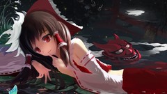 Water Butterflies branches fireflies wet red eyes red dress 