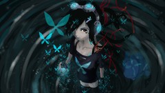 Water Butterflies headphones drawings anime girls black hair