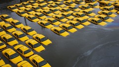 Water cars flood Taxi new jersey yellow cars Hurricane Sandy