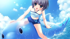 Water children blue eyes short hair fair swimsuits