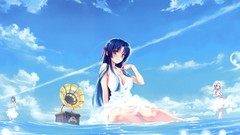 Water clouds Anime anime girls cleavage