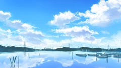 Water clouds Anime reflections