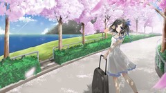 Water clouds Anime Ribbons anime girls blue eyes short hair 