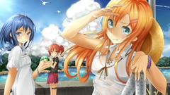 Water clouds Birds Anime Bicycles anime girls kousaka kirino 