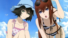 Water clouds Birds hats sunglasses long hair blue eyes 