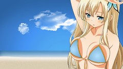 Water clouds blondes blush long hair blue eyes boku wa 
