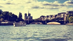 Water clouds Boats vintage Bridges rivers cityscapes skyscapes