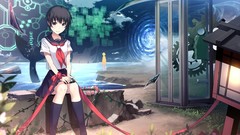 Water clouds Books Whales Ribbons anime girls school uniforms 