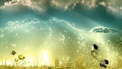 Water clouds fish surreal