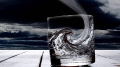 Water clouds glass