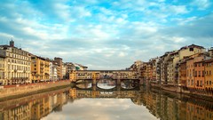 Water clouds Italy Bridges Florence architecture reflections 