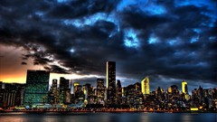 Water clouds lights cityscapes skyscapes