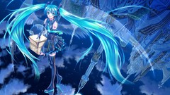Water clouds Music moon wings anime girls upside down hatsune 