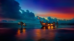 Water clouds nature ships