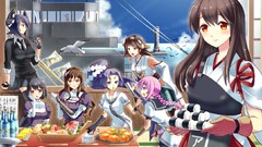 Water clouds Photoshop food Anime red eyes gloves Ribbons blue 