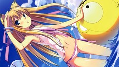 Water clouds Ribbons blondes bracelets long hair anime girls 