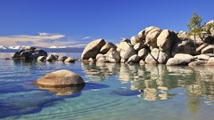 Water clouds rocks skyscapes