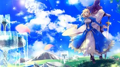 Water clouds saber anime girls fate zero hazuki fate series 
