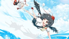 Water clouds Shoes wings dress tie hats flying white hair red 