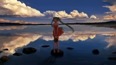 Water clouds sky dress smiling anime girls hatsune miku 