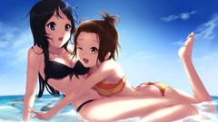 Water clouds woman ass Anime wet sitting anime girls brunettes 