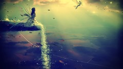 Water clouds woman skies