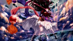 Water clouds woman weapons Katana reflections Swords action 