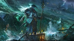 Water dark lighting paintings monk drawings fantasy art