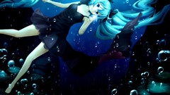 Water Deep Sea long hair anime girls hatsune miku vocaloid aqua 