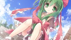 Water dress anime girls green eyes green hair touhou kagiyama 