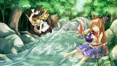 Water dress hats horns wet bows hakurei reimu touhou kirisame 