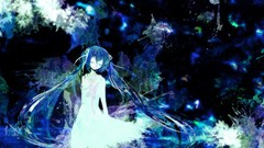 Water dress long hair hatsune miku vocaloid twintails