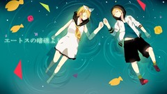 Water dress Ribbons hoodies blondes closed eyes short hair 