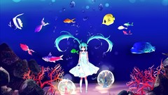 Water dress underwater Deep Sea barefoot hatsune miku vocaloid 