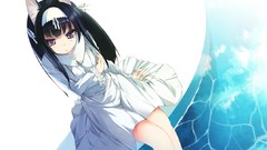 Water dress wet anime girls brunettes animal ears