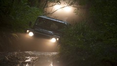 Water driving Land Rover mud Land Rover Defender light rays