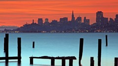Water dusk California San Francisco piers cityscapes