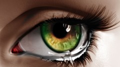 Water eyes green eyes crying digital art