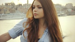 Water eyes woman faces long hair brunettes Russians