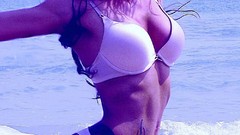 Water eyes woman stomach faces Beaches legs lingerie brunettes 