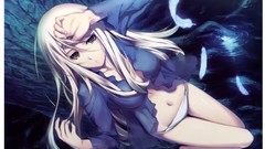 Water feathers Anime blondes long hair panties Kara no Shoujo